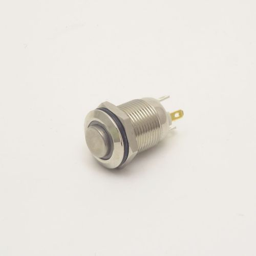 Антивандальная кнопка круглая для домофона, 4pin, OFF-(ON) без фиксации, 12-24V  2.0A, под гайку М12, под пайку, подсв.:синий, d:12мм, нормально разом