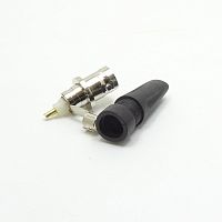 Разъем BNC ГНЕЗДО НА КАБЕЛЬ RG58, RG59, RG6 ПОД ПАЙКУ; с колпачком (пластик); корпус-никелированный цинк