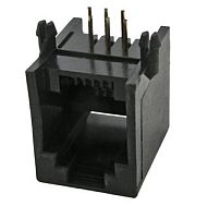 ГНЕЗДО TJ6P6C ТЕЛЕФОННОЕ НА ПАНЕЛЬ C0063 ЧЕРНОЕ (под пайку)  (ламельки со стороны пайки)