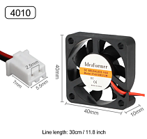 Вентилятор DC5V, 40x40x10мм, 7 лопастей, разъем: фишка-2pin, 2pin, пластик, провод: 28см
