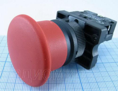 Кнопка круглая, ON-(OFF) без фиксации, AC 220/250V 3.0A, 40x30мм, d:40мм, нормально замкнут, IP40, корпус: красный (XA2, 3SA5, BC42, ZB2-BE102)