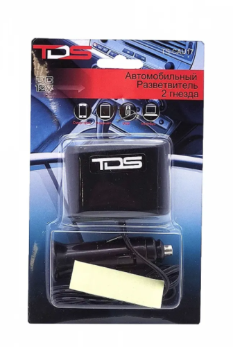  TDS TS-CAU17  Раздвоитель гнезда прикуривателя с проводом  In-CAR  Вх: DC12V; Вых:  2х12V  60W  ;  провод L= 0,6м;  фото 2