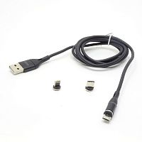 Кабель USB MRM-360 3in1 Lightning-Micro-Type-C Силиконовый 1200mm Black