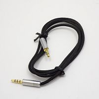 КАБЕЛЬ 3.5 ШТЕК СТЕР (4pin) - 3.5 ШТЕК СТЕР(4pin) 0,3M PRO-class; GOLD; круглый; в тканевой оплетке; цвет: Черный; OD=3мм (AUX)