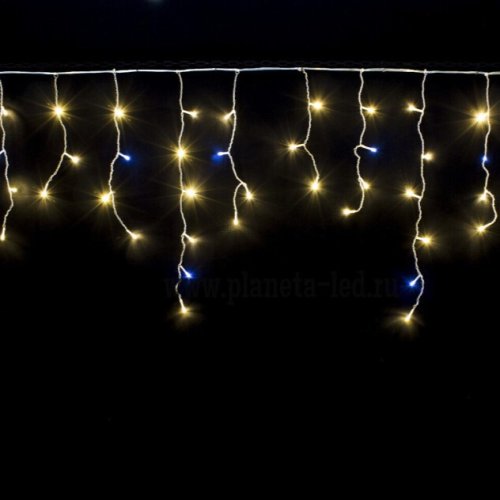 Гирлянда св/д  цв:ТЕПЛЫЙ  С мерцающим БЕЛЫМ  100LED  дл=2,6м х 0,7м  "БАХРОМА"  (44124)  AC220v   L*02793