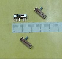 Перекл. Движковый 5 PIN (3+2pin) SK14D01G4 ON-ON-ON-ON 0.3A 50V DC 4 положен. (15х4,5x4мм.) толкатель GB (h4х2х2мм) вертик. монтаж, корп. метал.№60 (п