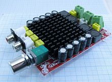 МОДУЛЬ: Аудио Стерео усилитель 2х50W на TDA7498 Для проектов ARDUINO вход "тюльпаны"; регулятор громкости; защита от переполюсовки; 4-8Om; пит:12-24V