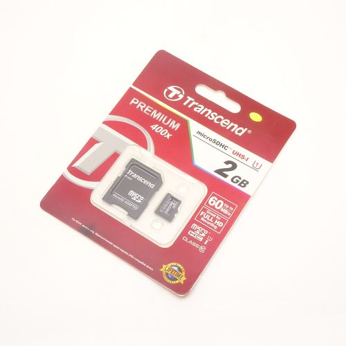 Flash card  micro SDHC 2GB (class10) (+адаптер SD) Transcend Premium 400х  UHS-I  60 MB/s  Тайвань  