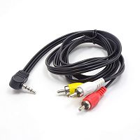 КАБЕЛЬ 3.5 (4pin)  ШТЕК СТЕР (угл) - 3RCA  1,0-1,5М   БЕЛЫЙ/ЧЕРНЫЙ  LONG - 3xRCA "шт" OD2.6x7.8мм 