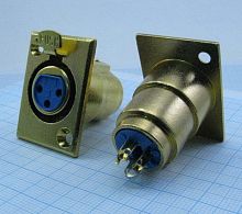 ГНЕЗДО CANON (разьём XLR) 3PIN на корпус JD-394 GOLD (12240/1) МЕТАЛЛ (ответная часть JD-386) 