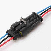 Разъем герметичный 3-х контактный (3PIN) (IP67) AMP КОМПЛЕКТ(штекер+гнездо) с проводами(зелен/синий/желт) сеч.0.75мм*(18AWG 200мм) серия:1.5 (DJ7031-1