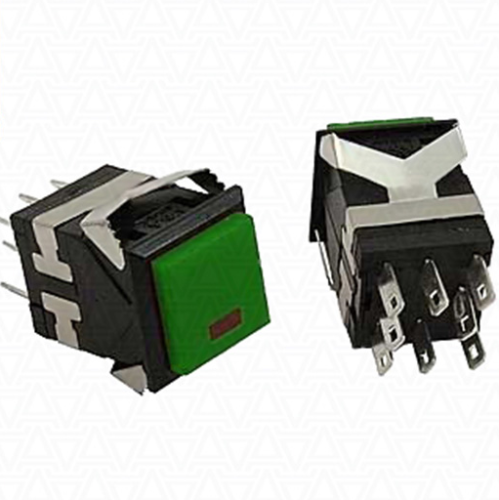 Кнопка квадратная, 8pin, ON-ON с фиксацией, AC 220/250V 3.0A, подсв.:зеленый, 16x21мм, Фланец: 18х18мм, нормально замкнут (D-321, KD2-21BER, PSW-22 Ф) фото 4