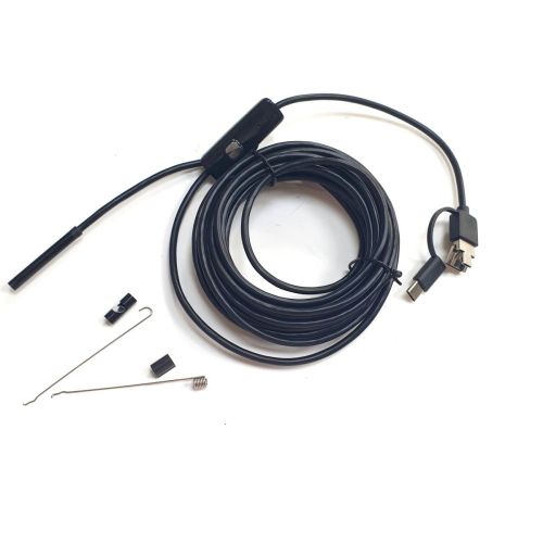 ВИДЕОЭНДОСКОП Гибкая камера, "Android 3 in 1" (microUSB + USB + Type-C) (d=5,5мм/жесткий кабель- 5м) IP67 HD 640*480/1280*720; подсветка регулируемая ВИДЕОЭНДОСКОП Гибкая камера, "Android 3 in 1" (microUSB + USB + Type-C) (d=5,5мм/жесткий кабель- 5м) IP67 HD 640*480/1280*720; подсветка регулируемая
