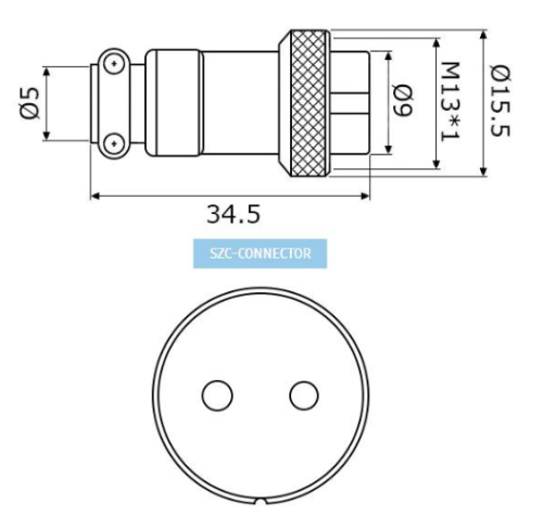 РАЗЪЕМ GX12 12M-2A (D12mm) 2PIN ГНЕЗДО НА КАБЕЛЬ под пайку  металл. (1-565-2  MIC12 2P) (ответная часть штекер GX12 12M-2 12571/GX12 12M-2B 12415) фото 2