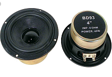 ДИНАМИК НЧ 115MM 4" 8 OM (BD93-4"-8) ном.20W макс-40W (посад. место-92мм) металлиз. диффузор/рез подвес Черный