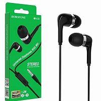 НАУШНИКИ проводные с микрофоном внутриканальные BOROFONE BM39; Шнур 1.2м; Цвет: черный; Штекер стерео 3.5мм (4pin) 