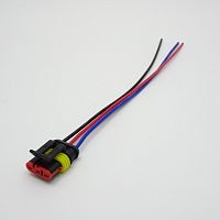 Разъем герметичный 3-х контактный (3PIN) (IP67) (ШТЕКЕР) с проводами(черный/красный/синий) сеч.0.75мм*(18AWG 200мм) серия: 1.5 (DJ7031-1.5-11)