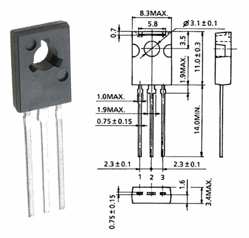 Транзистор КТ646А 60V , 1A , h21э - 40 , 200МГц . 1W /N-P-N/ TO126