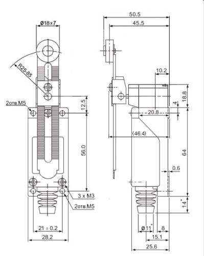 Выключатель путевой, 2pin, AC 220/250V, 120,5x28,2x50,5мм, корпус: синий (KZ-8108 TZ-8108/TZT-8108/ME-8108) фото 4 Выключатель путевой, 2pin, AC 220/250V, 120,5x28,2x50,5мм, корпус: синий (KZ-8108 TZ-8108/TZT-8108/ME-8108) фото 4