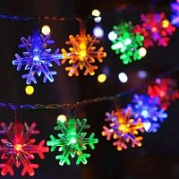 Гирлянда св/д RGB 20LED (L=4.0м ) "Нить - Снежинки"; Быстрое изменение цвета. Прозрачный провод; AC220v.