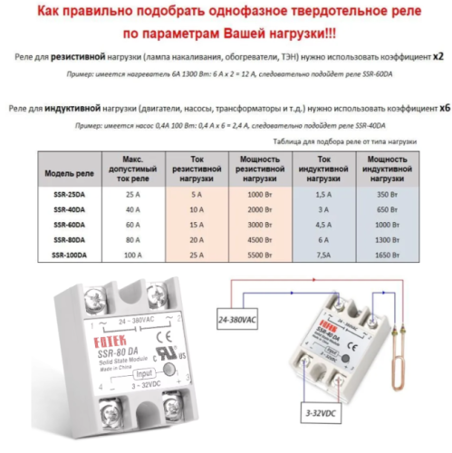 Твердотельное реле (SSR) однофазное, SSR-100DA,  100A, 24-380V AC, управл. сигнал: 3-32V DC фото 5