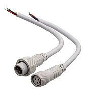 Разъем герметичный Круглый 3-х контактный (3PIN) (IP68) КОМПЛЕКТ (штыревая+гнездовая часть) Белый обрезиненный пластик (3pin WP L=40 D=21.5mm 3*0.3mm2