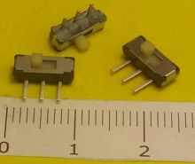 Перекл. Движковый 3 PIN CB-003 ON-ON 0.3A 50V DC 2 положен. (9х3,5х3мм.) толкательTA (h2х1,5х1,5мм) горизонт. монтаж, корп. метал. №9