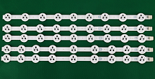 Светодиодная планка для подсветки ЖК панелей 40" (3V) (9+9+9+9+9линз) 40" NDV REV1.0 (комплект из 5 планок по 354 мм 9 линз) 2PIN/ 354ммх10мм/ 45свето