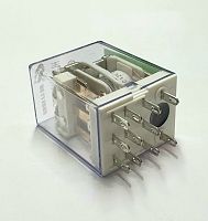 Реле э/м DC12V 5A 11pin, в панель/под клеммы, Контакты: 3 перекл.группы (3С) (5A/30VDC; 5A/240VAC) 26x21x34мм (HE LI SHUN HLS-4453 (18F)-3) Сокет для 