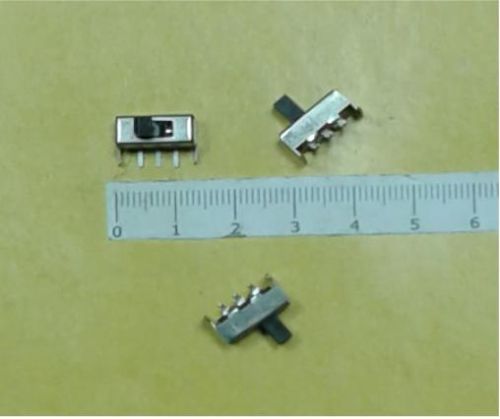 Переключатель движковый (ползунковый) движковый, 3pin, 2 полож., ON-ON без фиксации, 50V 0.5A, под пайку, 13x6x5,5мм, L=5мм, DIP угловой, корпус: стал