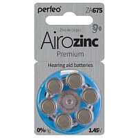 БАТАРЕЙКА  ZA675 <PERFEO> (PR44/AC675/DA675/V675A)  Zinc-Air (воздушно-цинковая) Premium, Для слуховых аппаратов, Цена за 1шт. (BL-6)