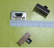 Переключатель движковый (ползунковый), 20pin, ON-ON с фиксацией, под пайку, 16x9x11мм, L=8мм, DIP угловой, корпус: стальной (SK44D04 6.9 4P, TSH)