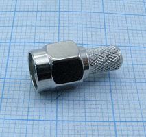 Разъем SMA-C58P штекер на кабель RG-58 прямой ,под обжим