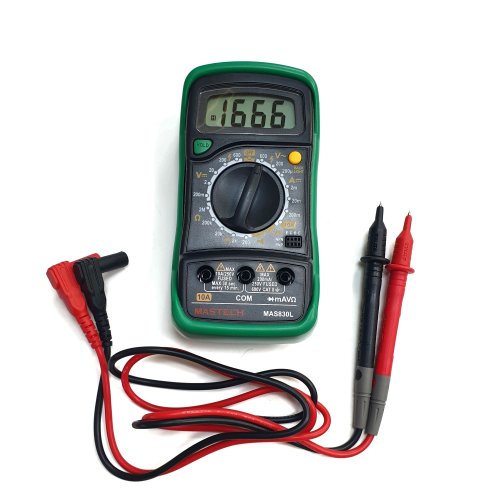Мультиметр MAS-830L Mastech  ( Компактн.) Udc=200mV- 600V; Uac=200-600V; Idc=200mkA-10A; R=200oM-2MoM/ коэфф-т усил.транз. (1-1000) / звук.прозв.соед.