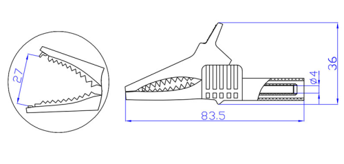 ЗАЖИМ КРОКОДИЛ 32А L=83,5мм черный; в изоляторе; цена за 1 шт.Amass Nickel-Plated Brass Crocodile Clip 83.5mm CATII 1000V  фото 2