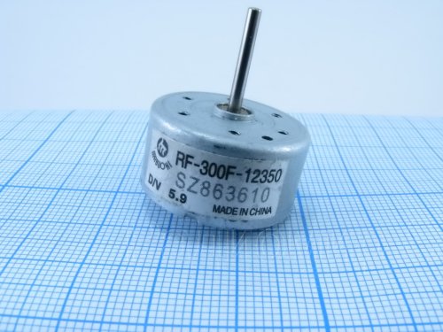 MOTOR DVD/CD 5.9V (RF-300F-12350) (длина вала 11мм) с проводами с пластмас. держателем диска, без защелок