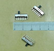 Перекл. Движковый 6 PIN SS14D01G4 ON-ON-ON-ON 0.3A 50V DC 4 положен. (14,8х4,5x4мм.) толкатель GB (h4х2х2мм) вертик. монтаж, корп. метал. №68