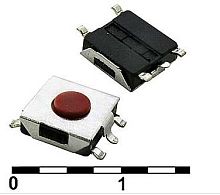 Микрокнопка прямоугольная тактовая, 4pin, 6,1x6,6x2,5мм, L=0,5мм, SMD (KAN0647-0311B)