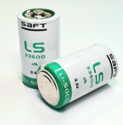 БАТАРЕЙКА ЛИТИЕВАЯ  33600 3.6V 17Ah, LS33600 SAFT ("D" (R20/373)) (Li-SOCl2) Ток разряда продолжит.=250mA, Импульсный ток (макс.)=450mA,  (33,5 X 61,5