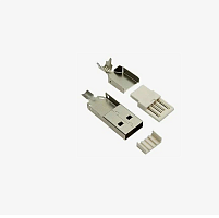 Разъем USBA-SP вилка (штекер) на кабель, тип А (USB-A)USB-ASP разборный белый