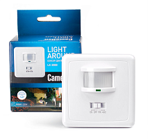 Датчик движения  CAMELION LX-2000 настенный врезной(в подрозетник) AC220V; 500W; вр: 5сек-9мин;   IP44  фотореле Радиус действия: 9м