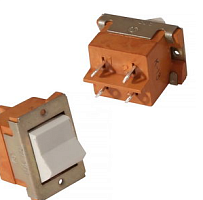 Тумблер клавишный прямоугольная, 4pin, 2xON-OFF с фиксацией, AC 220/250V 0.5A, под пайку, 20x20мм, Фланец: 28х20мм, корпус: зеленый (ПТ30В)