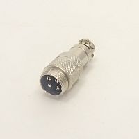 РАЗЪЕМ GX16 16M-4 (D16mm) 4PIN ШТЕКЕР НА КАБЕЛЬ под пайку металл. (1-563-4 Разъем MIC 4P)  (ответная часть гнездо GX16 16M-4A 12578) 