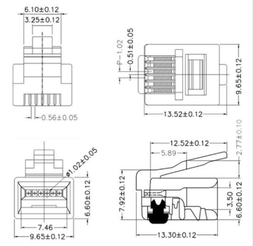 ШТЕКЕР-КОННЕКТОР ТЕЛЕФОННЫЙ 6P4C 4pin (ЛИНИЯ) (TP-6P4C/TL-02823/PR6430) RJ11  фото 2
