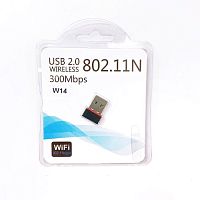 Wi-Fi АДАПТЕР USB 2.0 802.11N 300Mbps "WIRELESS" W14 (частота 2.4GHz) габ:16x22мм; материал: пластик; цвет: черный (переходник USB)
