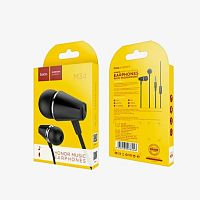 НАУШНИКИ проводные с микрофоном внутриканальные HOCO M34; Шнур 1.2м; Цвет: черный; Штекер стерео 3.5мм (4pin) 