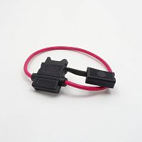 КОРПУС АВТОПРЕДОХРАНИТЕЛЯ С ПРОВОДОМ  ATC-Стандартный Флажковый предохранитель (красный кабель 4мм2)  прорезиненный с защелкой   (15202)  (черный) Дер