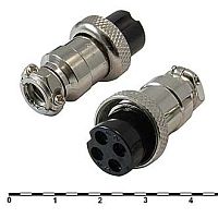 РАЗЪЕМ GX16 16M-4A (D16mm) 4PIN ГНЕЗДО НА КАБЕЛЬ под пайку металл. (1-561-4 MIC 4pin) (ответная часть штекер GX16 16M-4 12631/GX16 16M-4B 12689) 