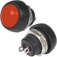 Кнопка круглая, 2pin, OFF-(ON) без фиксации, AC 220/250V  1.0A, нормально разомкнут, IP55, корпус: красный (PBS-33B, влагозащита)