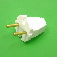 Вилка электрическая разборная, без заземления, 6А, 250V, белая (3,8мм)